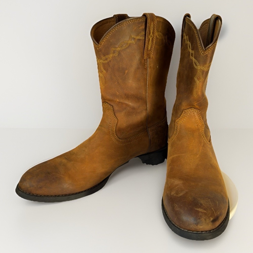 ARIAT Boots Mens 11.5D Brown Leather Heritage Roper Western Rodeo Rancher Cowboy